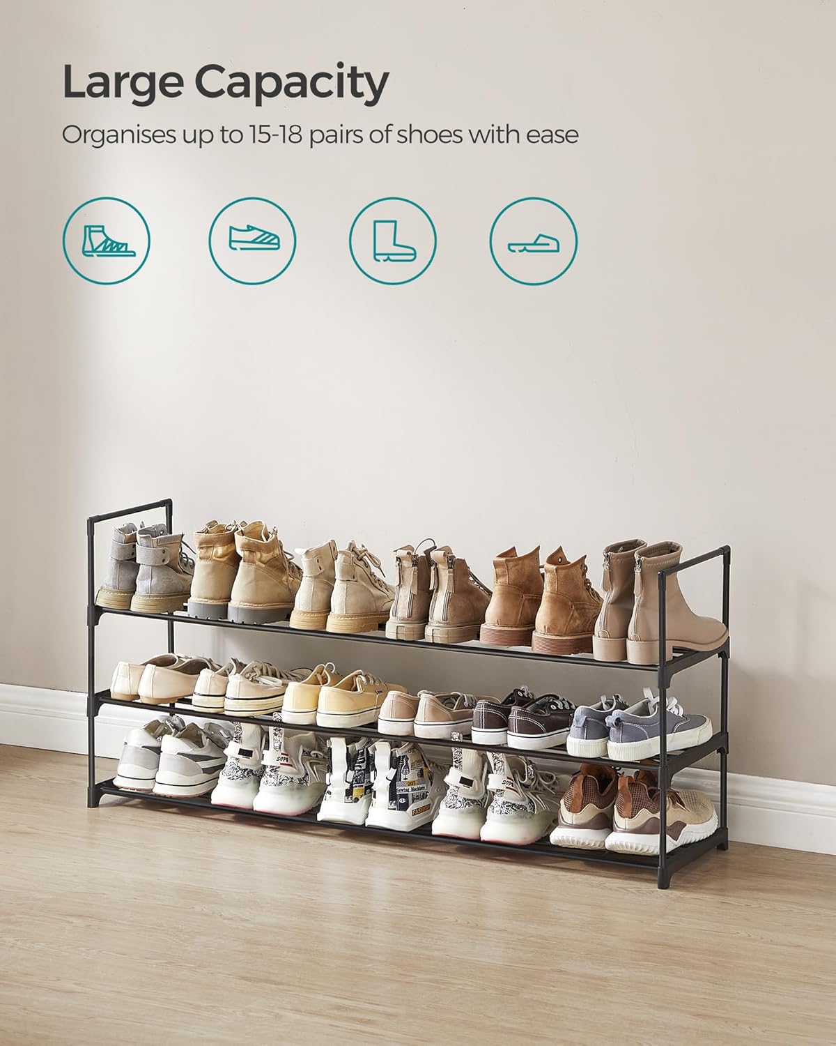 SONGMICS 3-Tier Shoe Rack