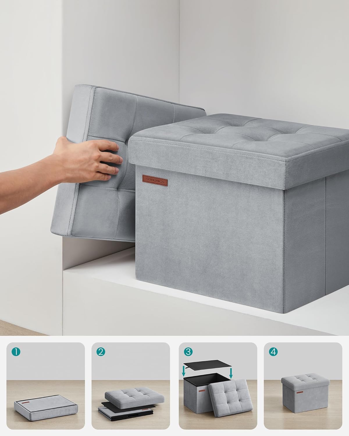 SONGMICS Pouf with Storage Space LSF200G02