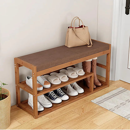 Bamboo 2-Tier Shoe Rack Bench