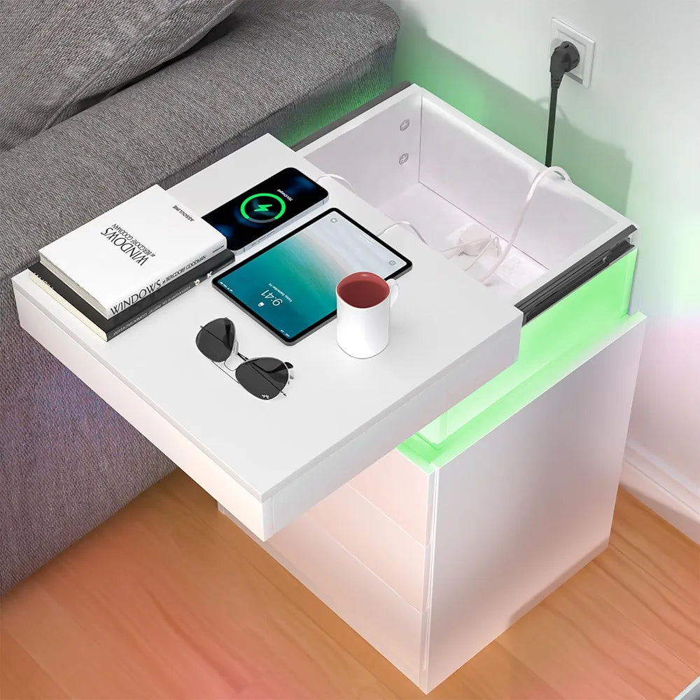 ALFORDSON LED Bedside Table with 3-Drawer