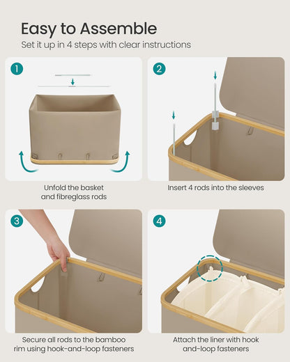 SONGMICS Laundry Basket with Lid LCB515N02