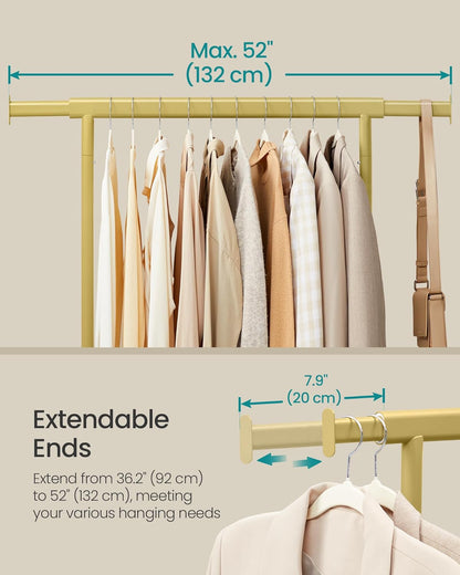 SONGMICS Gold Clothes Rack on Wheels HSR013A01