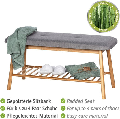 Bamboo 2 Tier Shoe Storage Rack Bench