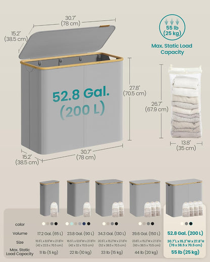 SONGMICS Laundry Basket with Lid LCB514GD01
