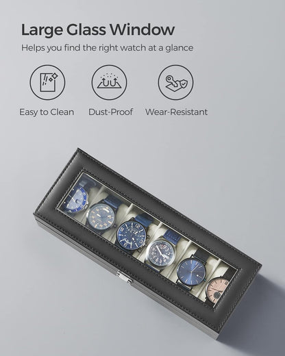 SONGMICS Watch Box with 6 Slots JWB06BE