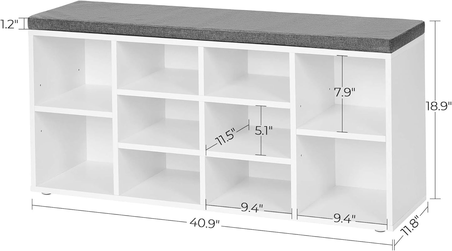 VASAGLE CUSTOS Collection - Shoe Bench, Storage Bench with Padded Seat lhs010w01