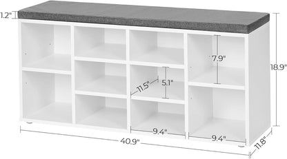 VASAGLE CUSTOS Collection - Shoe Bench, Storage Bench with Padded Seat lhs010w01