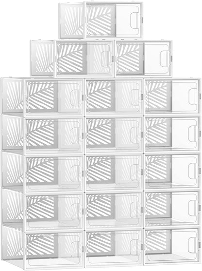 SONGMICS Clear Shoe Boxes, Set of 18