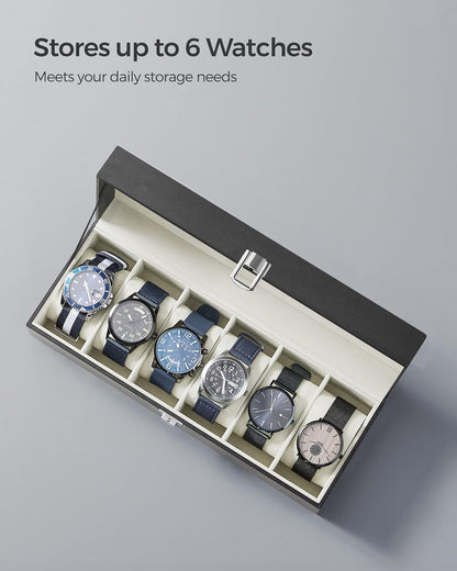 SONGMICS Watch Box with 6 Slots JWB06BE