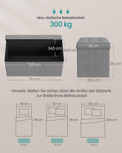 SONGMICS Stool with Storage Space LSF47G