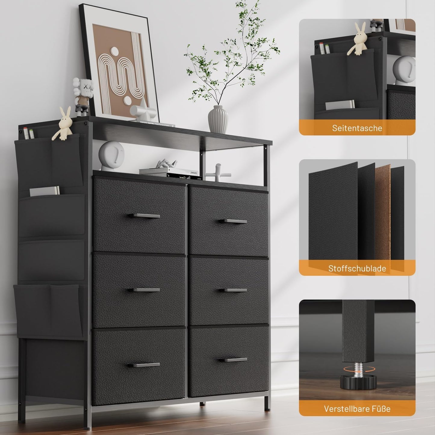 HLONONE Chest of Drawers with LED 320180BK