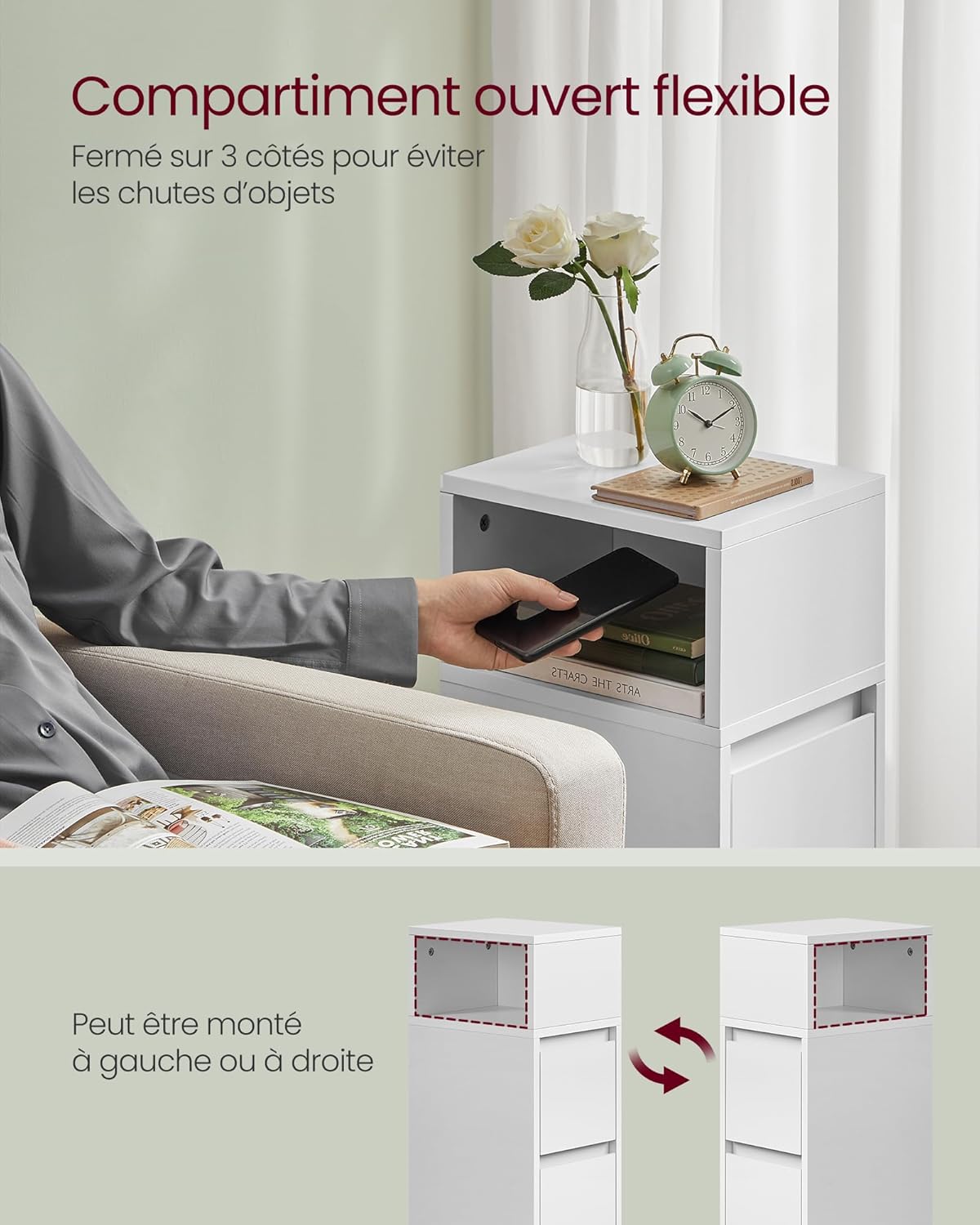 VASAGLE KAILYN Collection - Narrow Bedside Table LET656W01V1