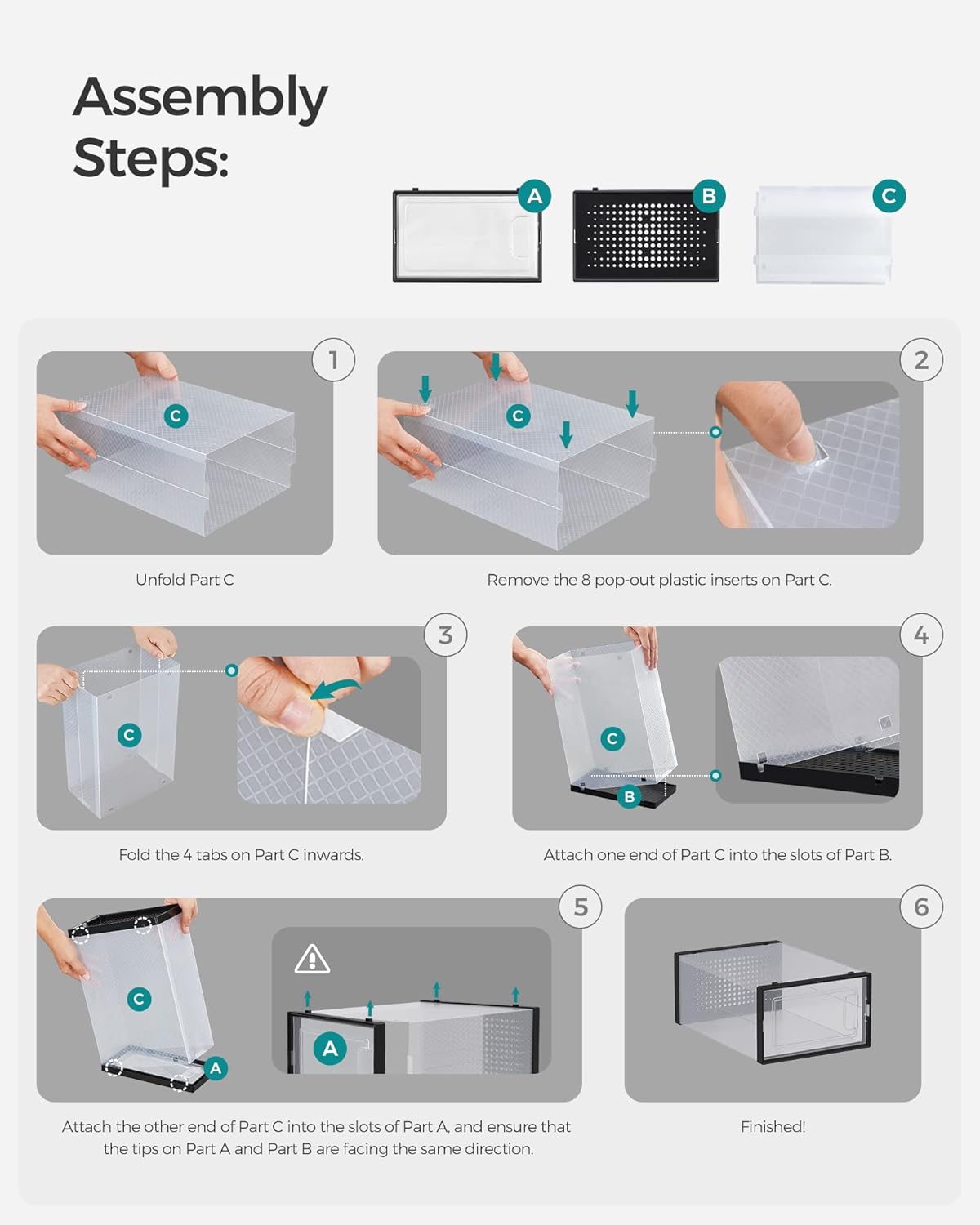 SONGMICS Shoe Boxes Pack of 18