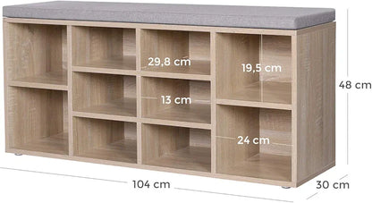 VASAGLE Shoe bench cabinet, 10 compartments