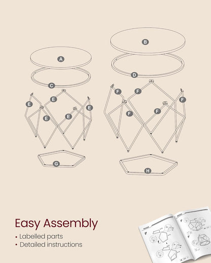 VASAGLE SET OF 2 Round Coffee Table