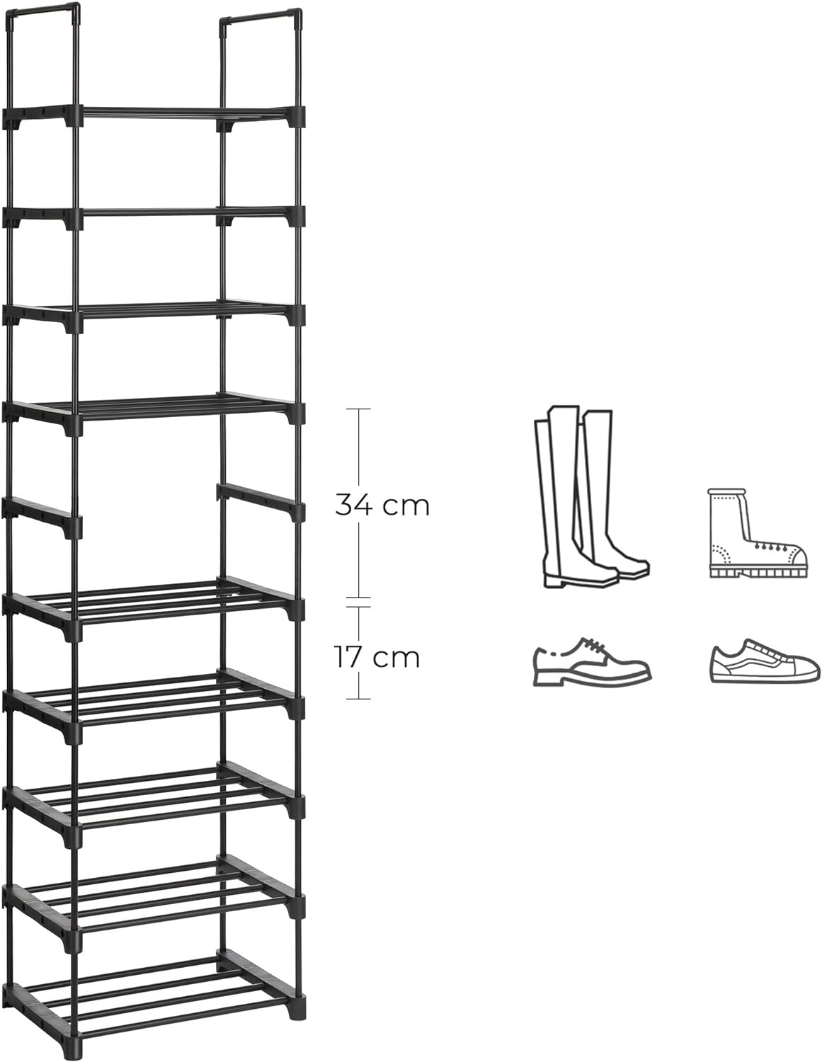 SONGMICS 5-Tier Shoe Rack Set of 2