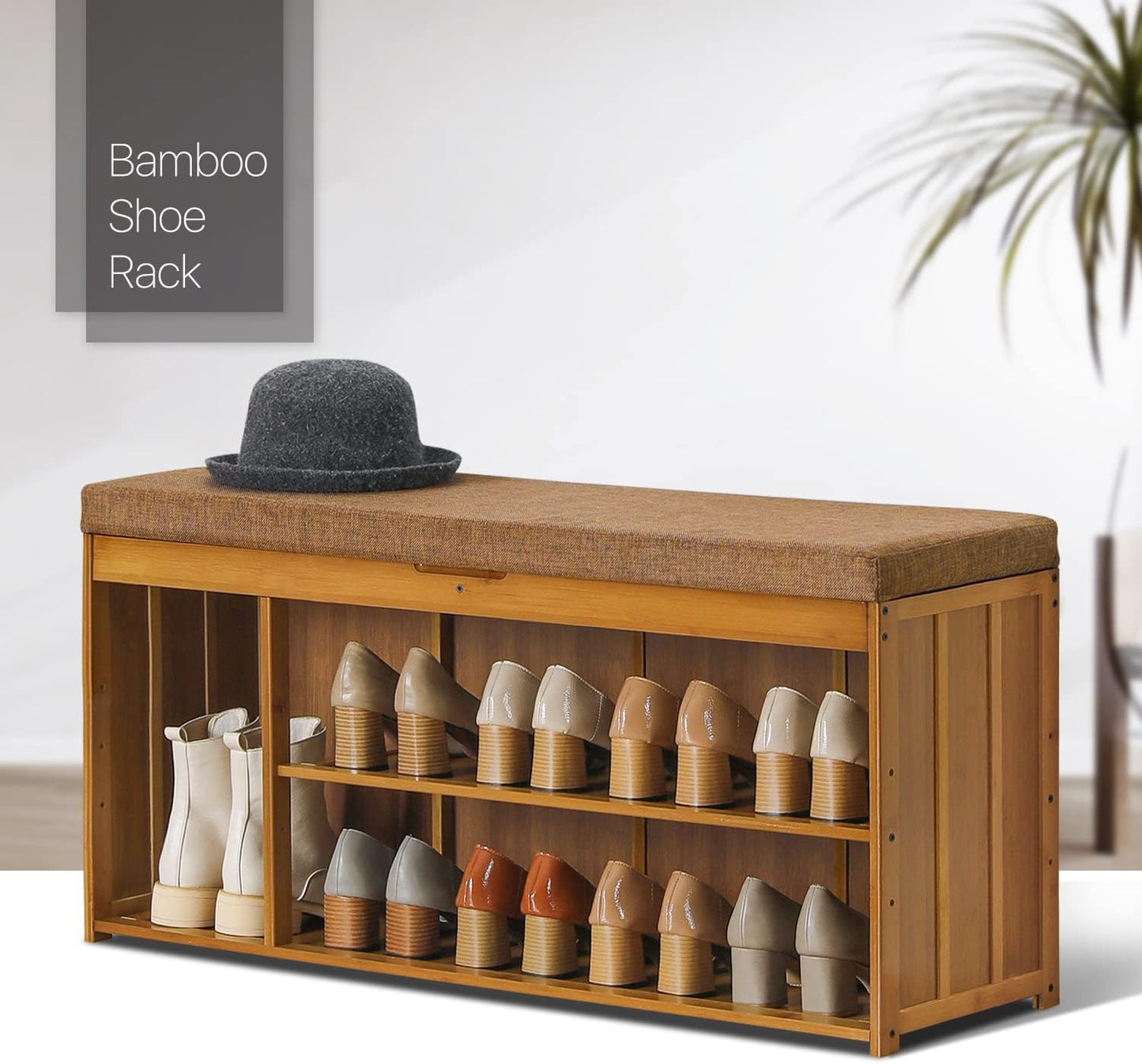 Modern Bamboo Shoe Storage Bench