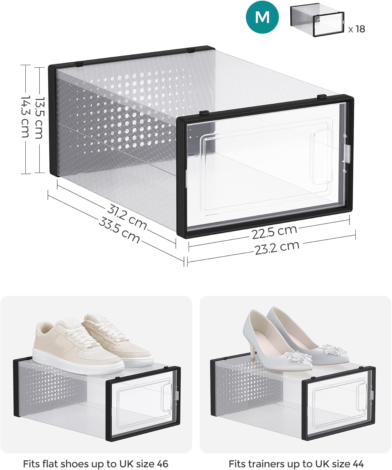 SONGMICS Shoe Boxes Pack of 18