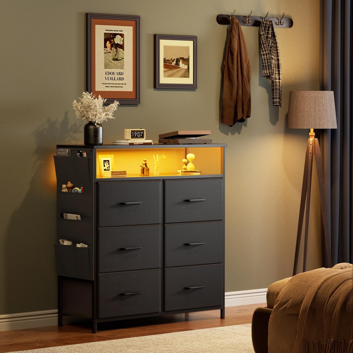 HLONONE Chest of Drawers with LED 320180BK