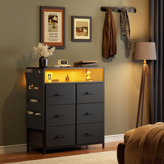 HLONONE Chest of Drawers with LED 320180BK