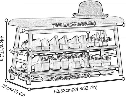 Bamboo 2 Tier Shoe Storage Rack Bench