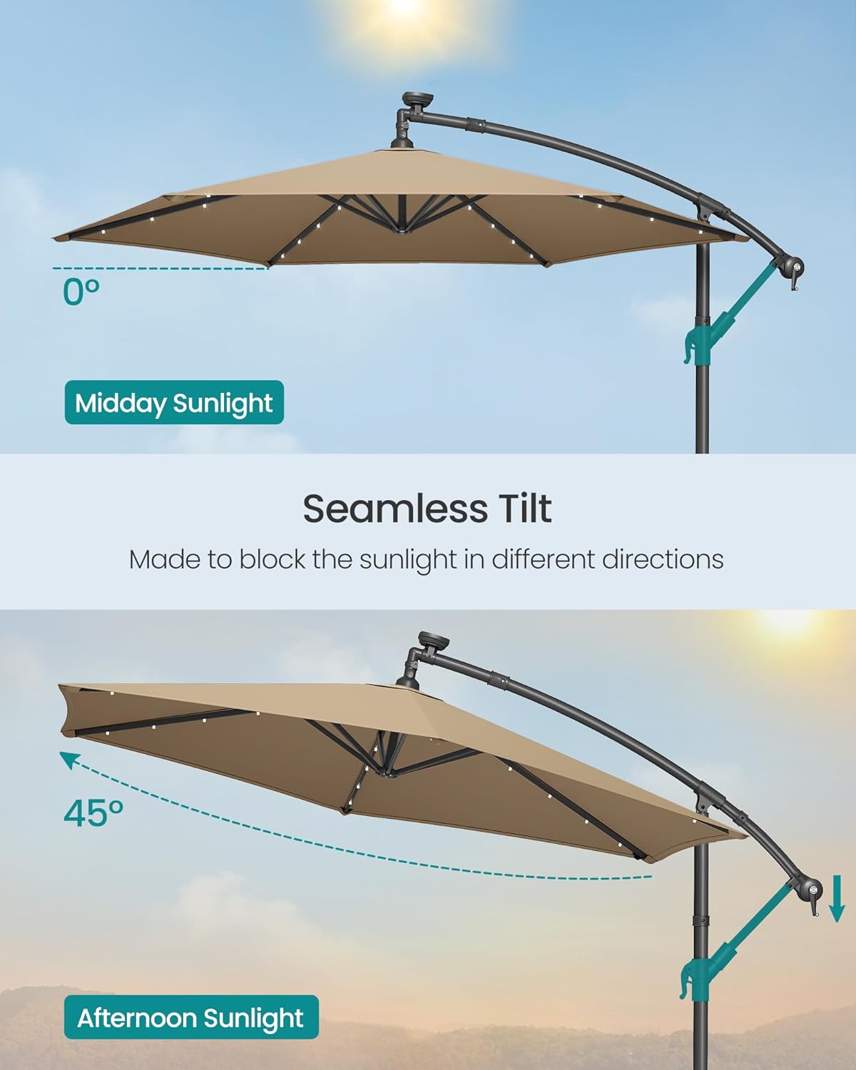 SONGMICS Parasol with LED Solar Lighting GPU119LZ01