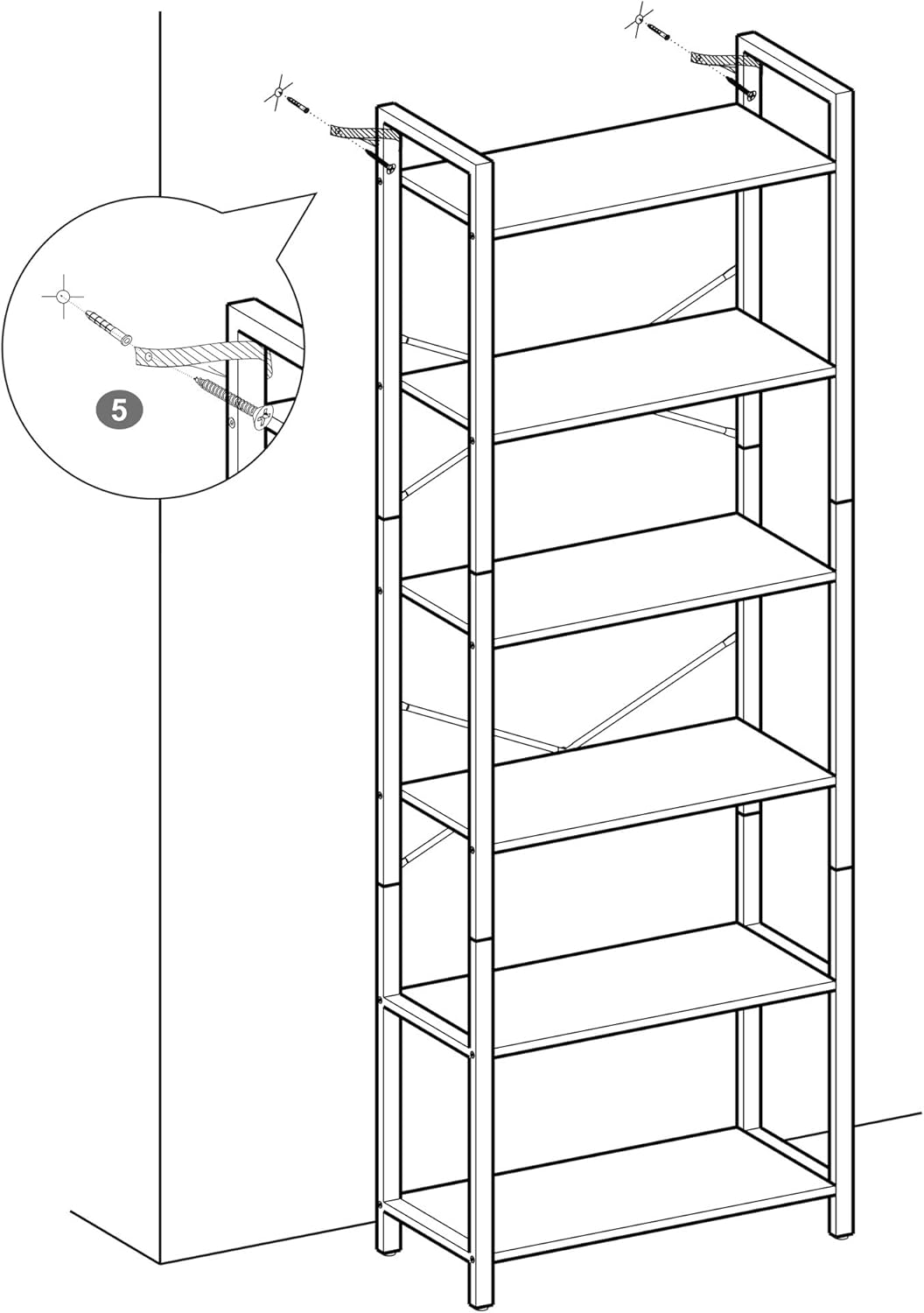 VASAGLE 6 Tier Bookcase Shelves