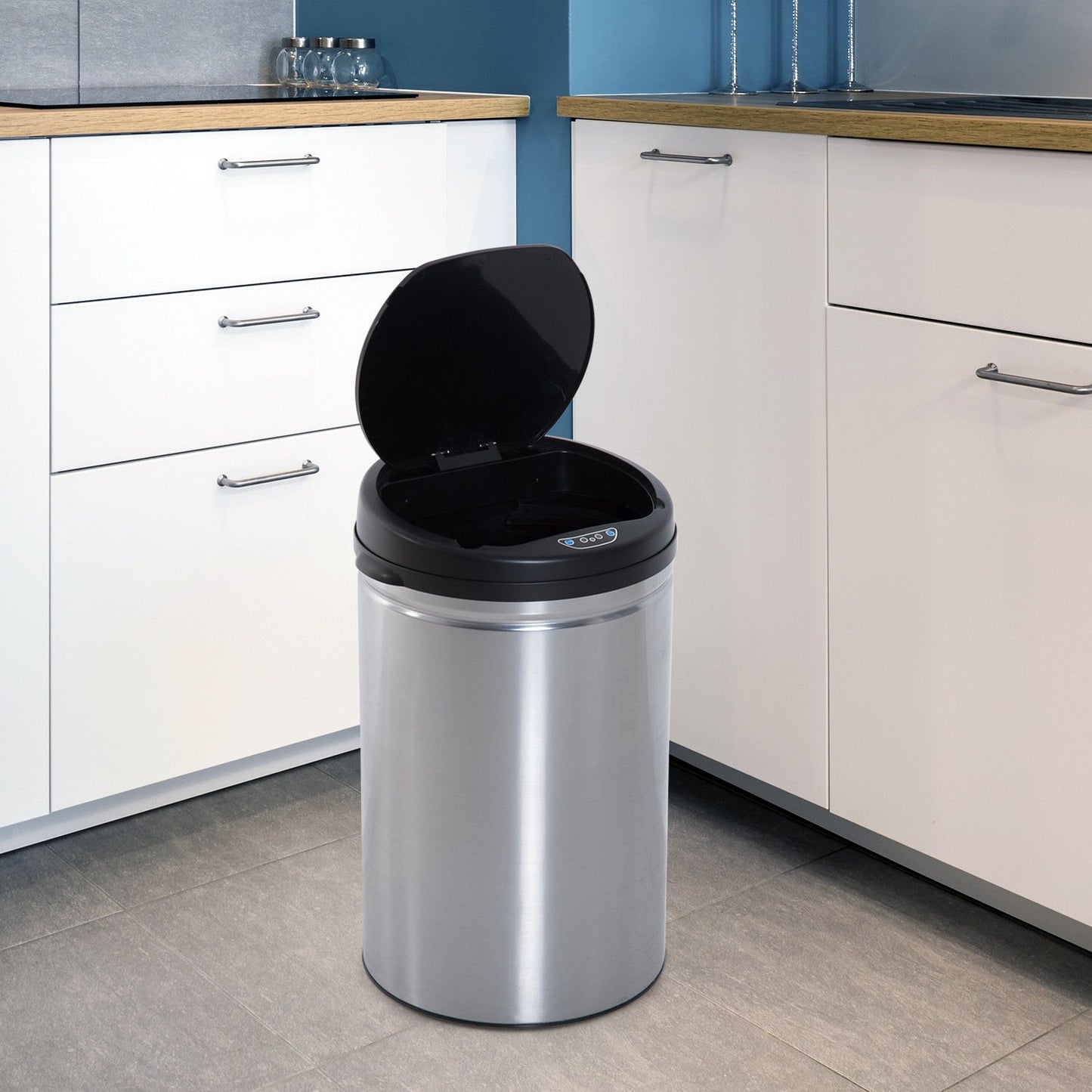 Homcom® Rounded Rectangular Stainless Steel Automatic Sensor Bin