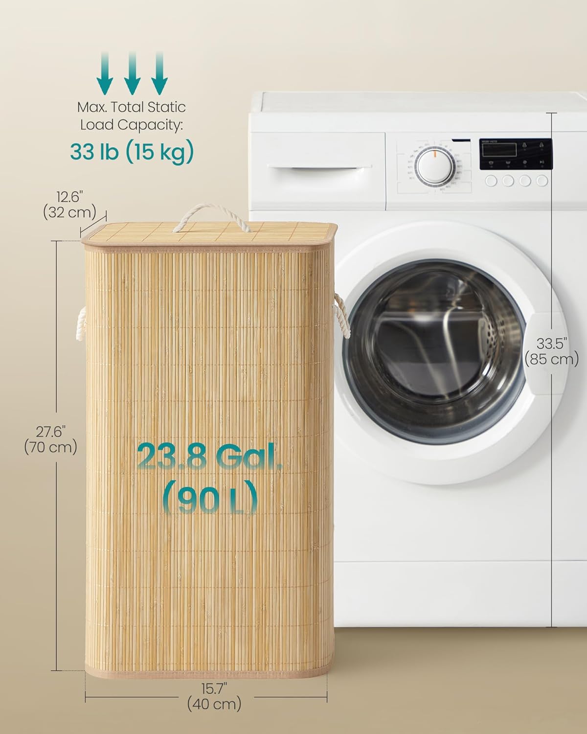 SONGMICS Laundry Basket with Lid LCB077YZ01