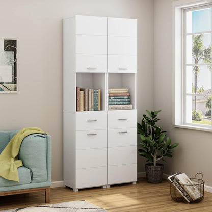 Homfa White Bathroom Storage Cabinet with Doors and Shelves, Modern Wood Style