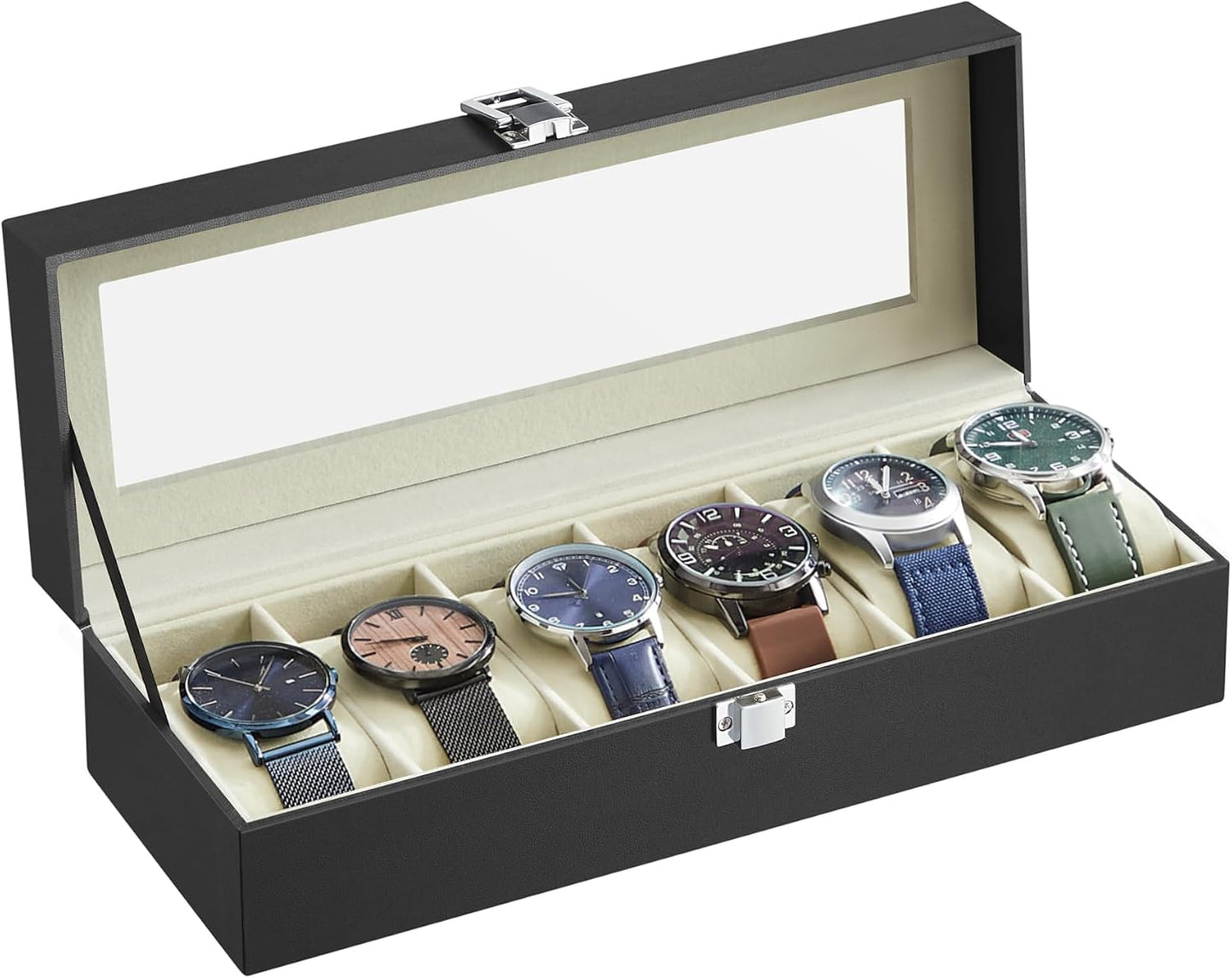 SONGMICS Watch Box with 6 Slots JWB06BE