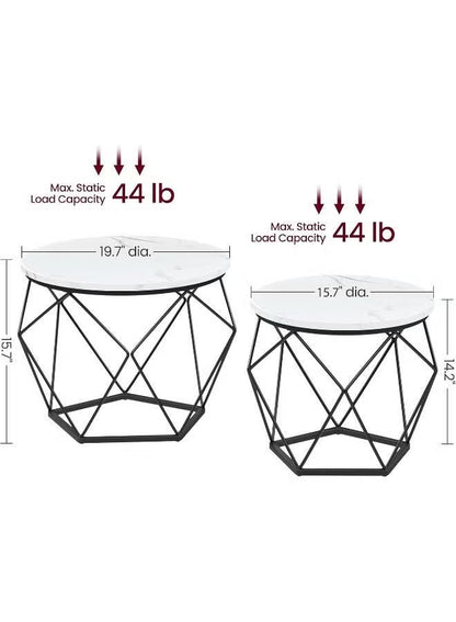 VASAGLE Set of 2 Round Coffee Tables LET040WA01