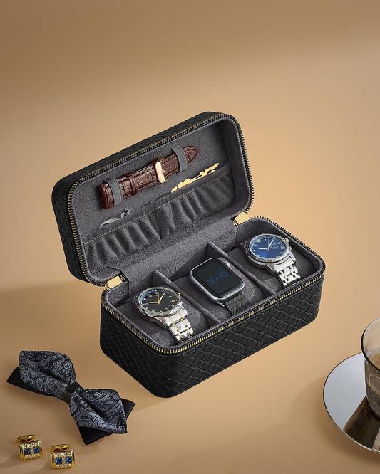 SONGMICS HOME RONNE Collection - 3-Slot Watch Travel Case JWB017G01