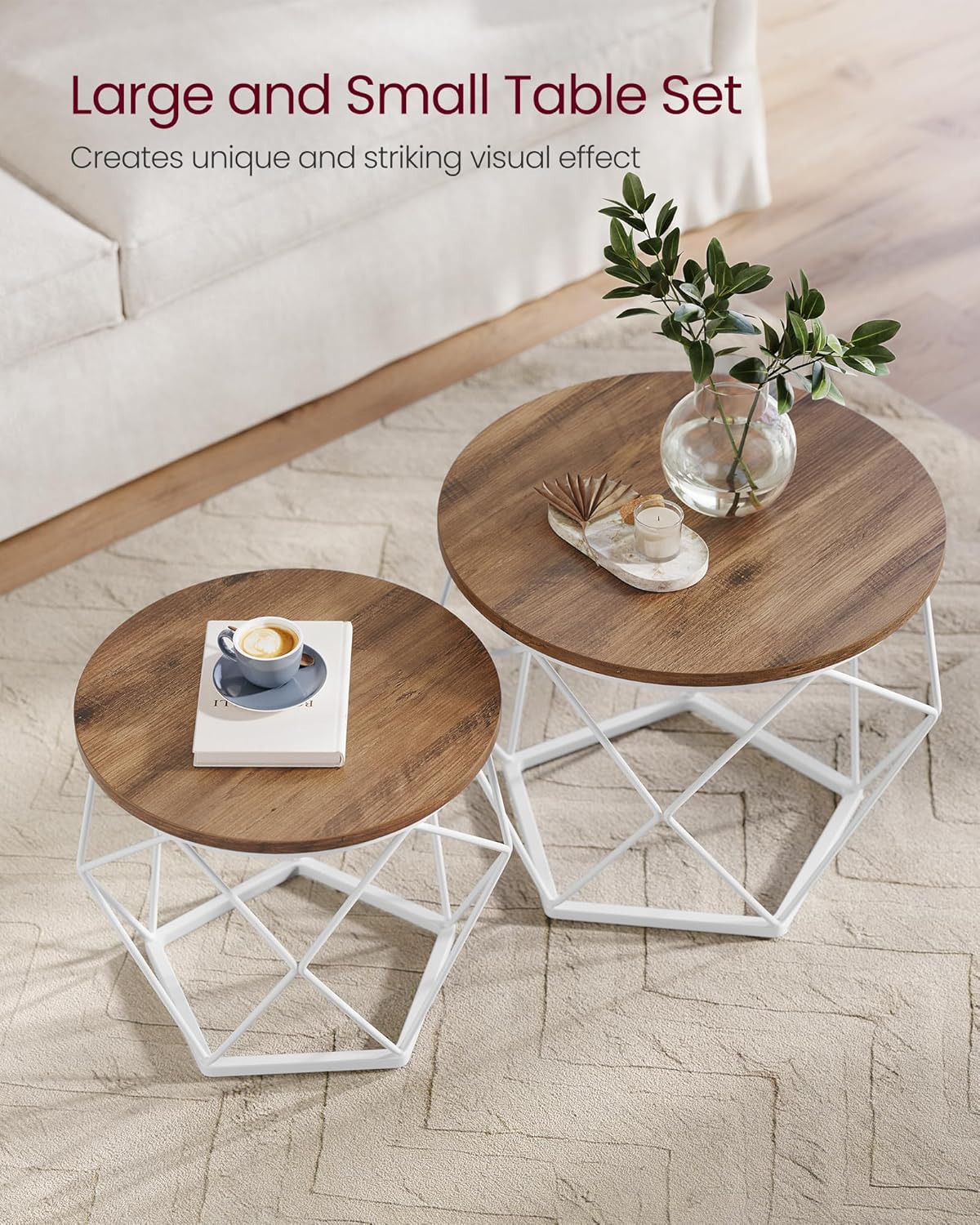 VASAGLE SET OF 2 Round Coffee Table