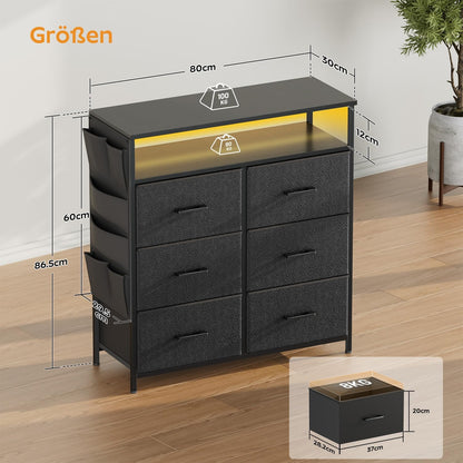 HLONONE Chest of Drawers with LED 320180BK