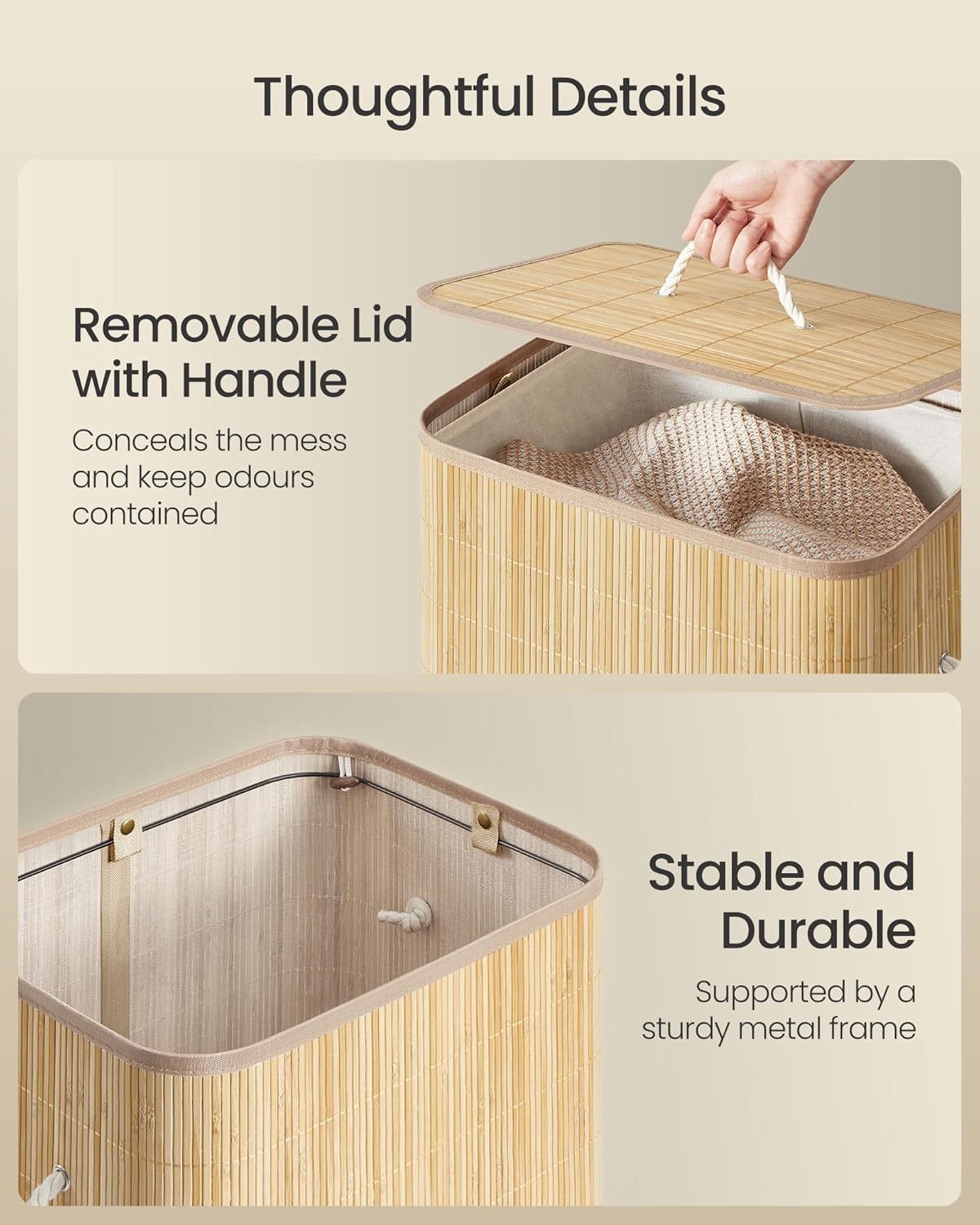 SONGMICS Laundry Basket with Lid LCB077YZ01