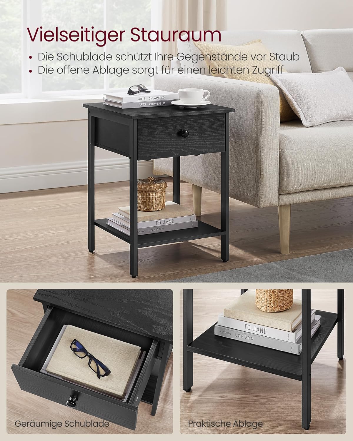 VASAGLE Set of 2 Bedside Table