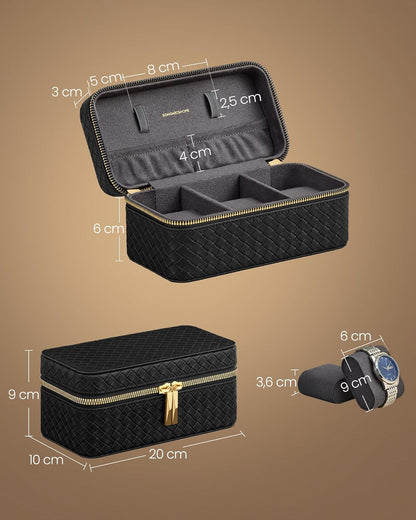 SONGMICS HOME RONNE Collection - 3-Slot Watch Travel Case JWB017G01