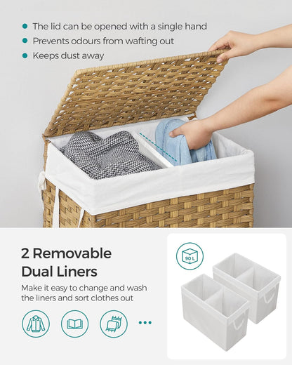SONGMICS Laundry Basket with Lid LCB062W01V1