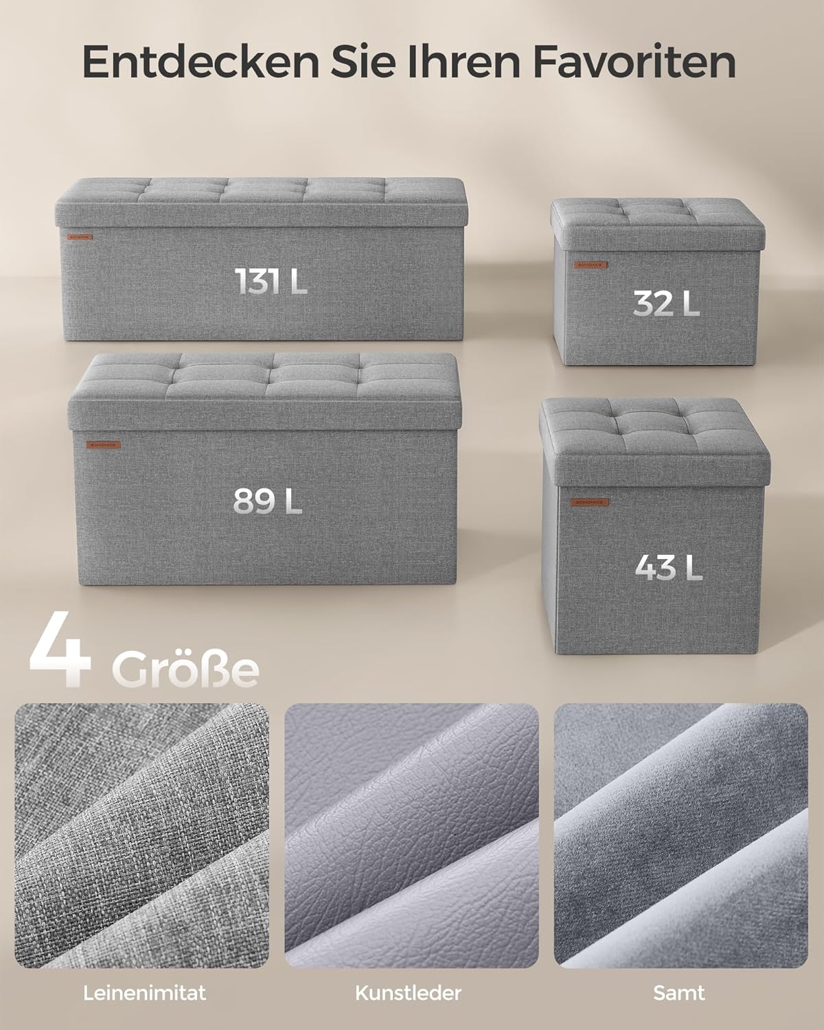 SONGMICS Stool with Storage Space LSF47G