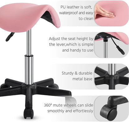 Yaheetech  Saddle Stool Rolling Salon Chair