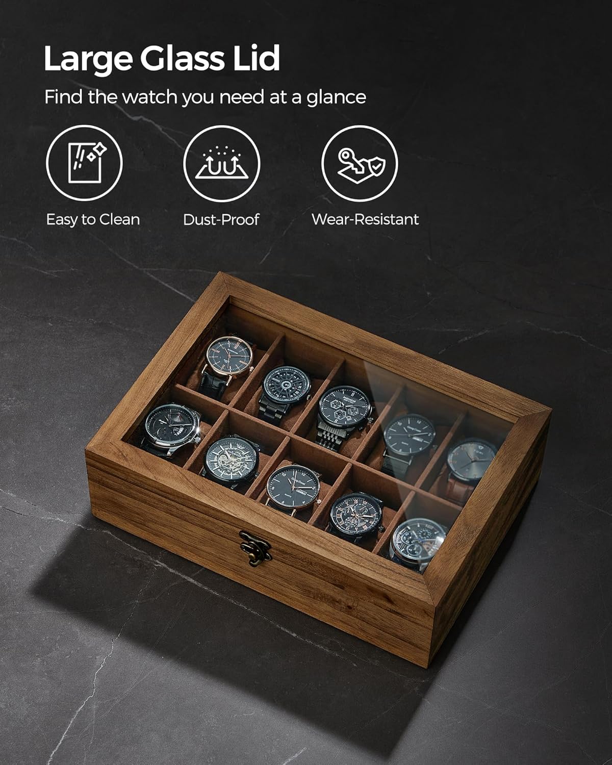 SONGMICS Watch Box with 10 Slots