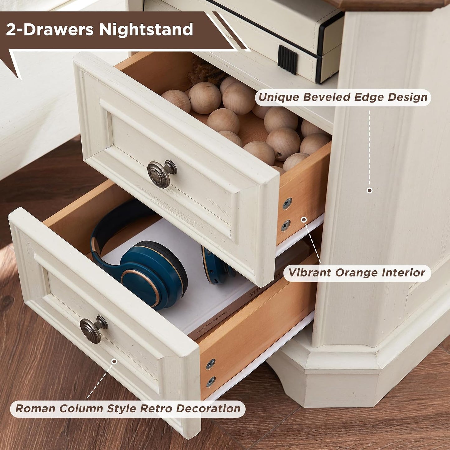 T4TREAM Vintage Nightstand VSC18ST-ROWAW