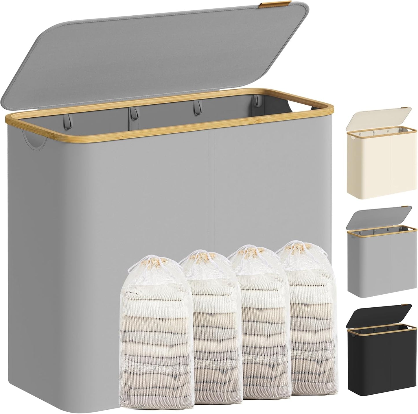 SONGMICS Laundry Basket with Lid LCB514GD01