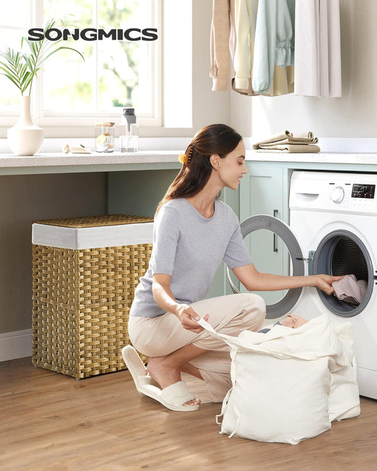 SONGMICS Laundry Basket with Lid LCB062W01V1