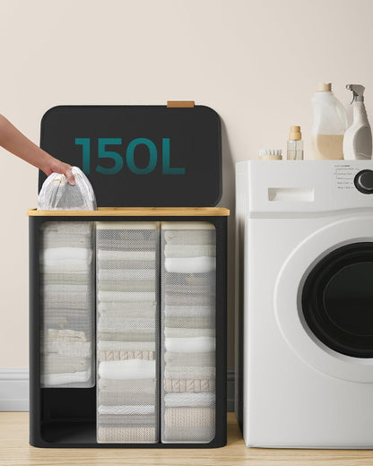 SONGMICS Laundry Basket with 3 Compartments LCB515B01V1
