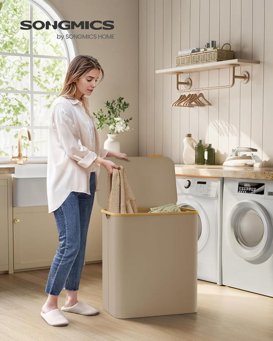 SONGMICS Laundry Basket with Lid LCB515N02