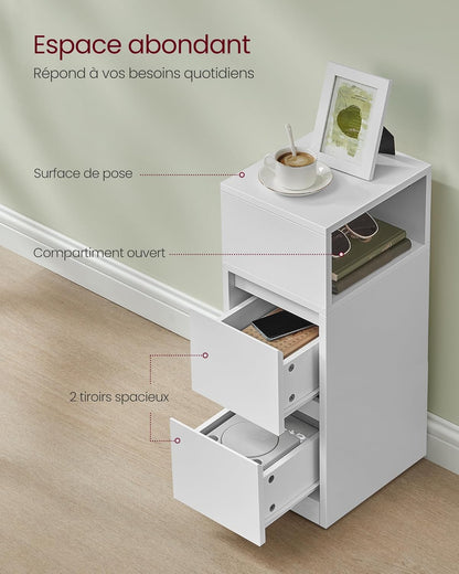 VASAGLE KAILYN Collection - Narrow Bedside Table LET656W01V1