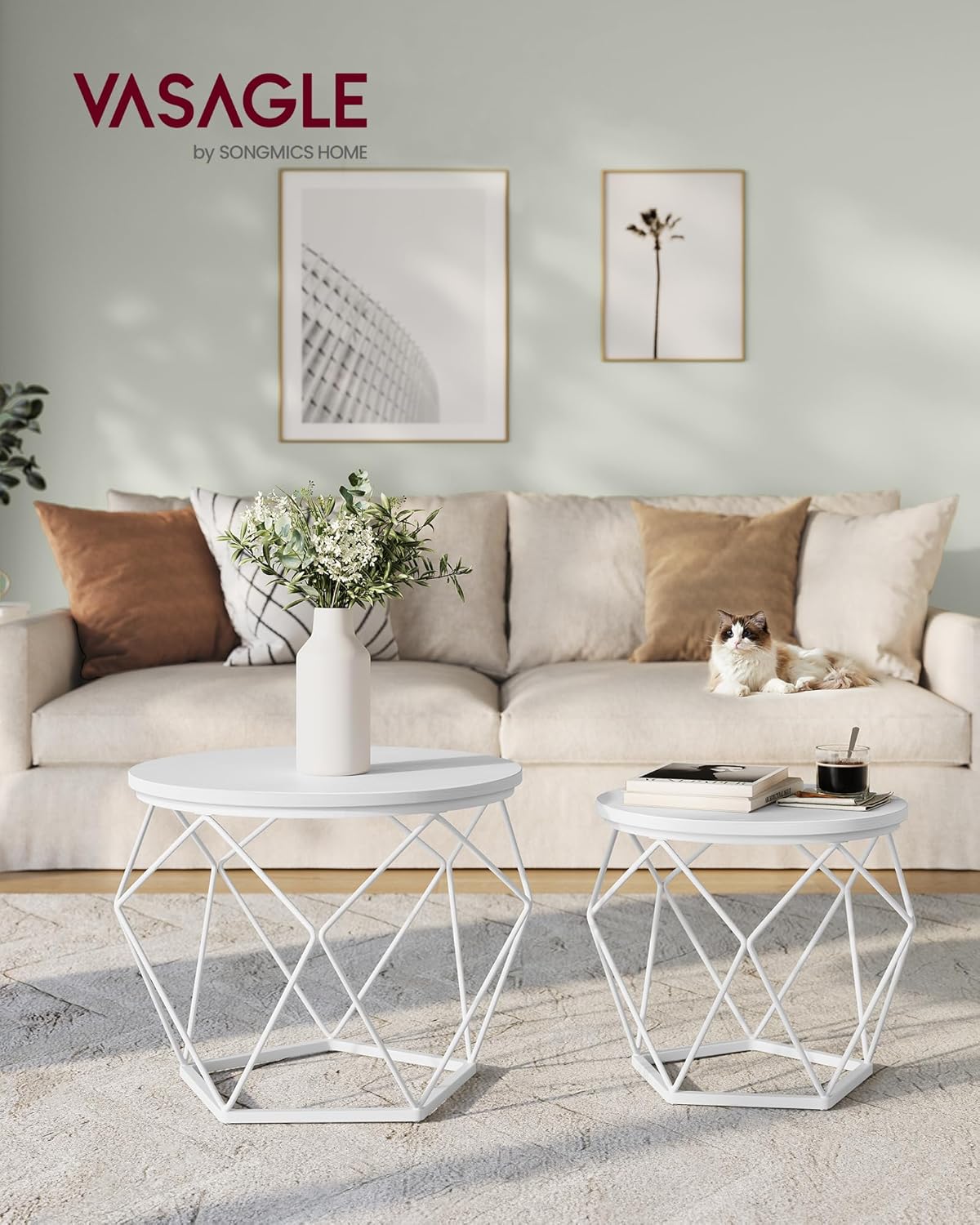 VASAGLE SET OF 2 Round Coffee Table