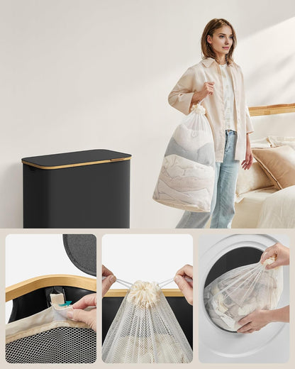 SONGMICS Laundry Basket with 3 Compartments LCB515B01V1